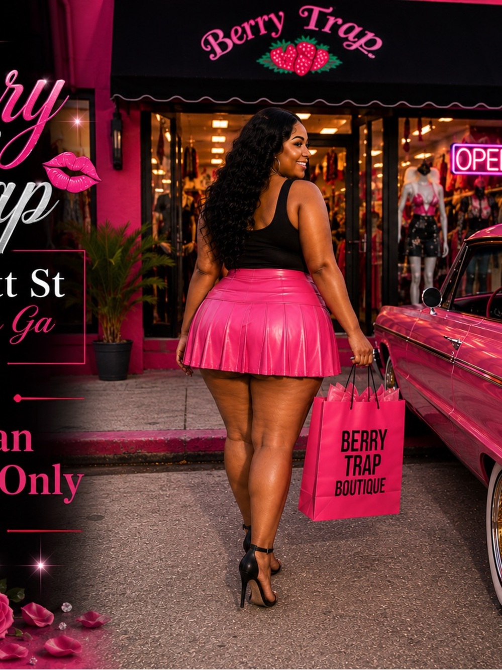 Berry Trap Pink Pleated Mini Skirt
